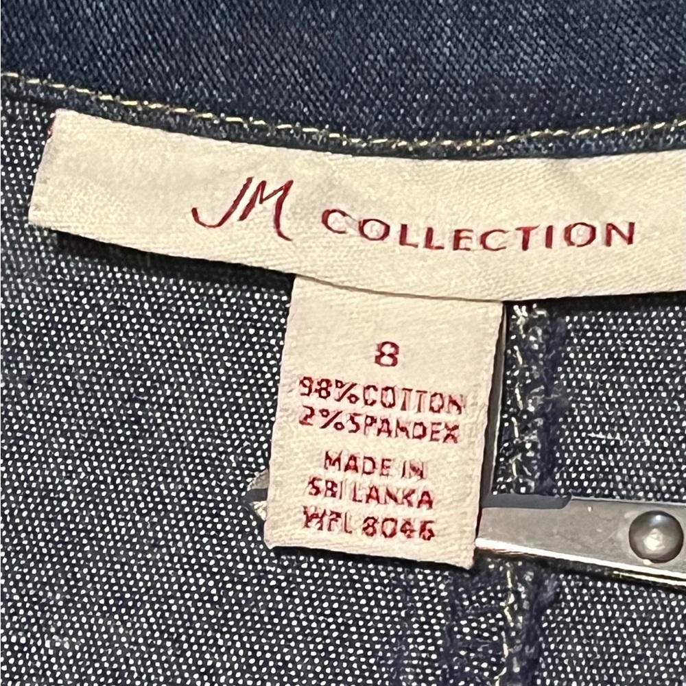 JM Collections Denim Utility Jacket Size 8 Blue Button Front Stretch Cotton - Picture 4 of 5